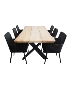Pisa dining tuinstoel-black-pohon tuintafel-aluminium frame-Pisa tuinstoel black-wicker vlechtwerk