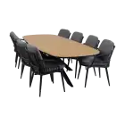 9-teiliges Garten-Set | 8 Isabel Gartenstühle | Gartentisch Cadiz 280 x 115 cm | Schwarz