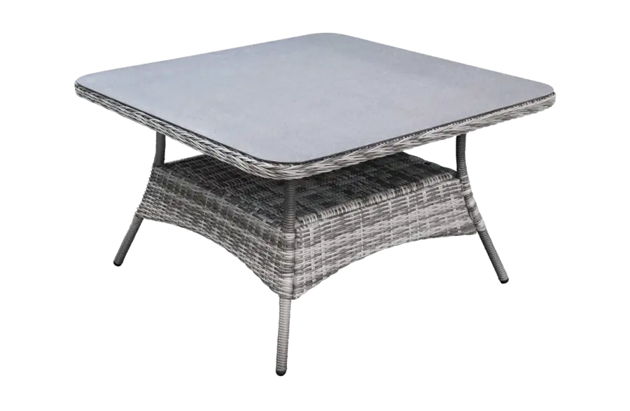 Gartentisch Dublin 115 x 115 cm | Aschgrau |  Rattan & Keramik