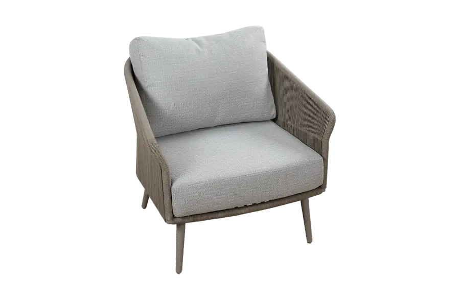 Loungesessel Alezio | Elfenbeinfarbe | Camel Mocca