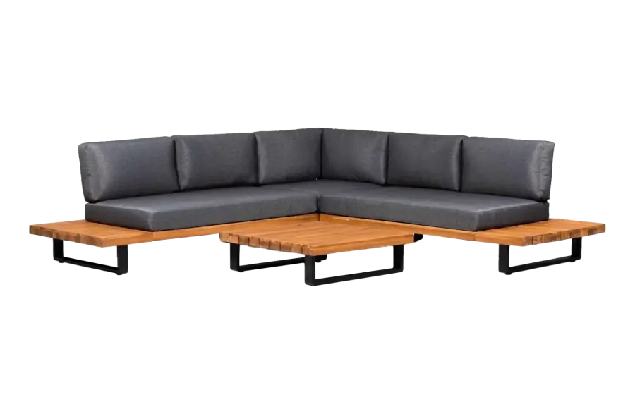 Ecklounge-Set Barstano | Anthrazit & Grau | Akazienholz und Aluminium