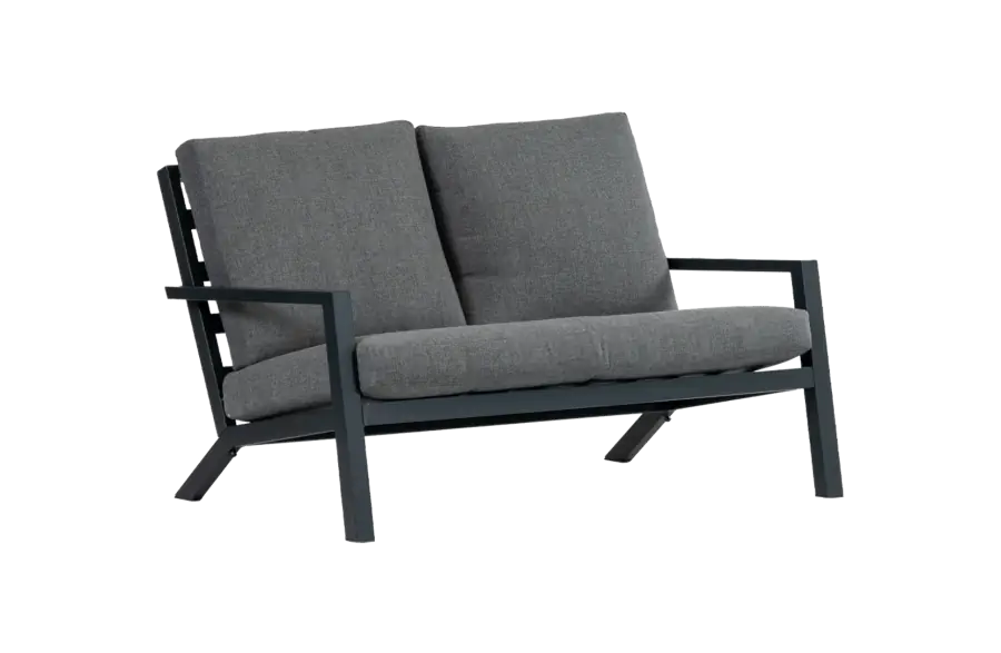 2-Sitzer Lounge-Sofa | Bezano | Mattschwarz / Grau | Aluminium