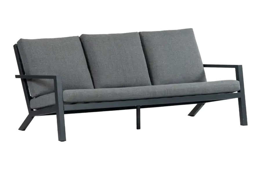 3-Sitzer Lounge-Sofa | Bezano Mattschwarz / Grau | Aluminium