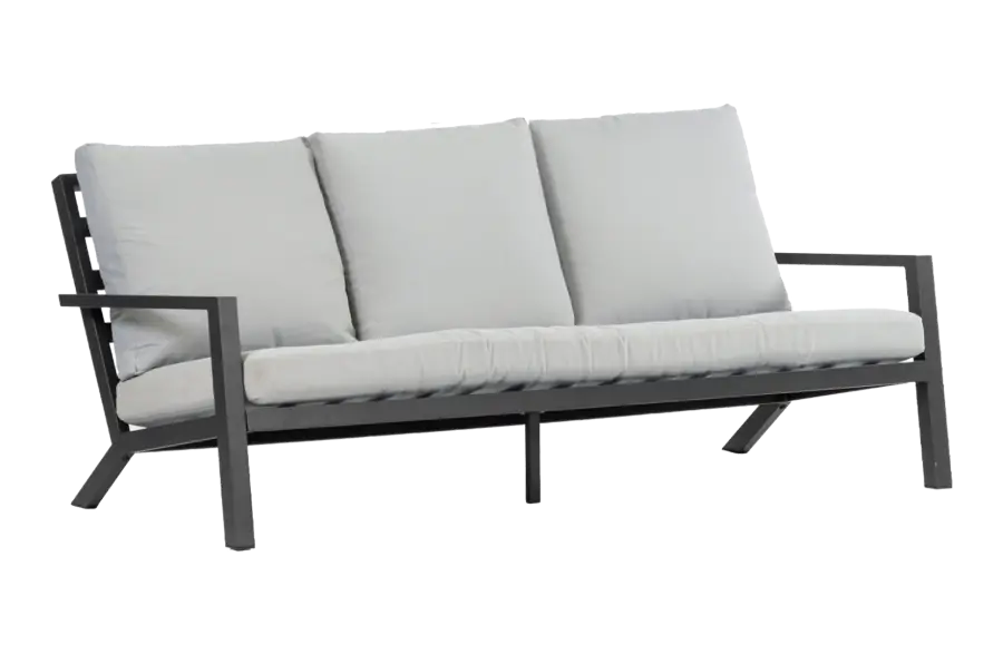 3-Sitzer Lounge-Sofa | Bezano | Mattschwarz / Creme | Aluminium
