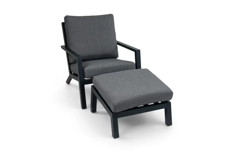 Loungesessel mit Hocker | Bezano | Aluminium | Grau