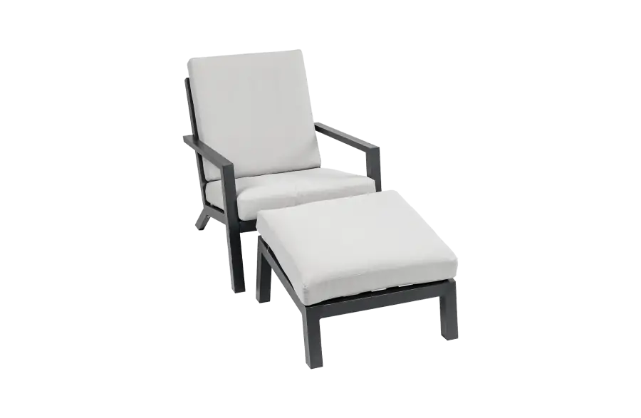 Loungesessel mit Hocker | Bezano | Aluminium | Creme