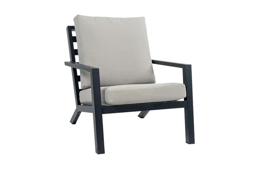 Loungesessel | Bezano | Mattschwarz / Creme | Aluminium