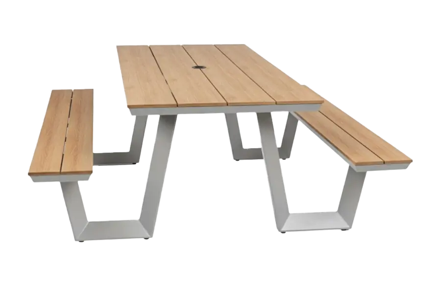 Picknicktisch Coffee Bay | Champagner | Aluminium & Tecon Teak
