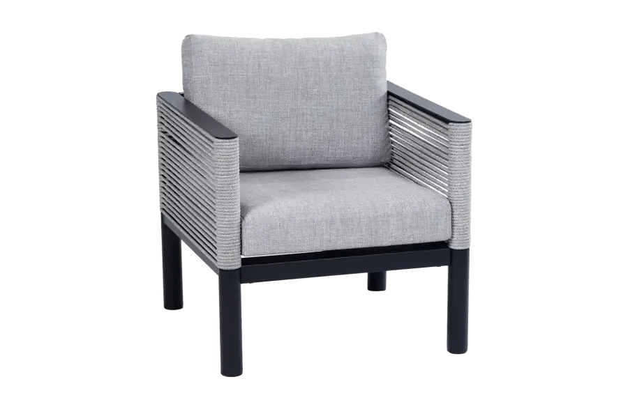 Lounge-Sessel Cuba | Schwarz | Rope & Aluminium