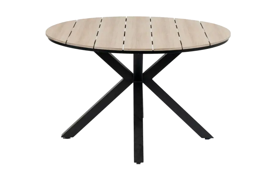 Runder Gartentisch Limasol ø 120 cm | Polywood & Aluminium | Holz