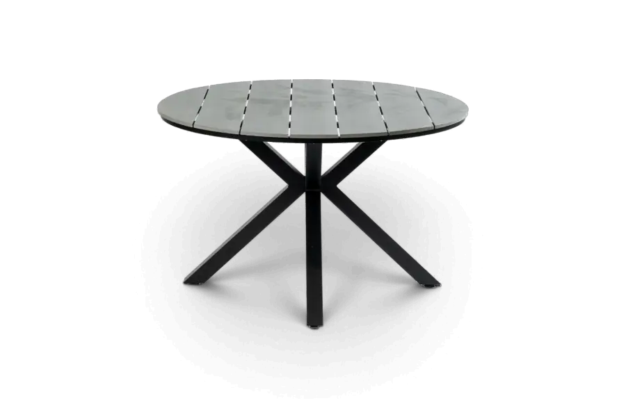 Ronde tuintafel cyrpus grey black polywood aluminium PNG