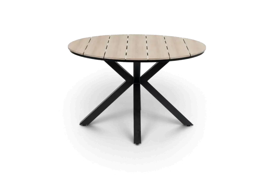 Ronde tuintafel cyprus wood black polywood aluminium PNG