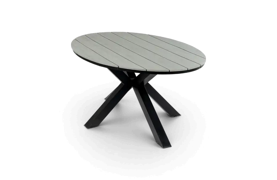 Ovale tuintafel cyprus grey black polywood aluminium PNG