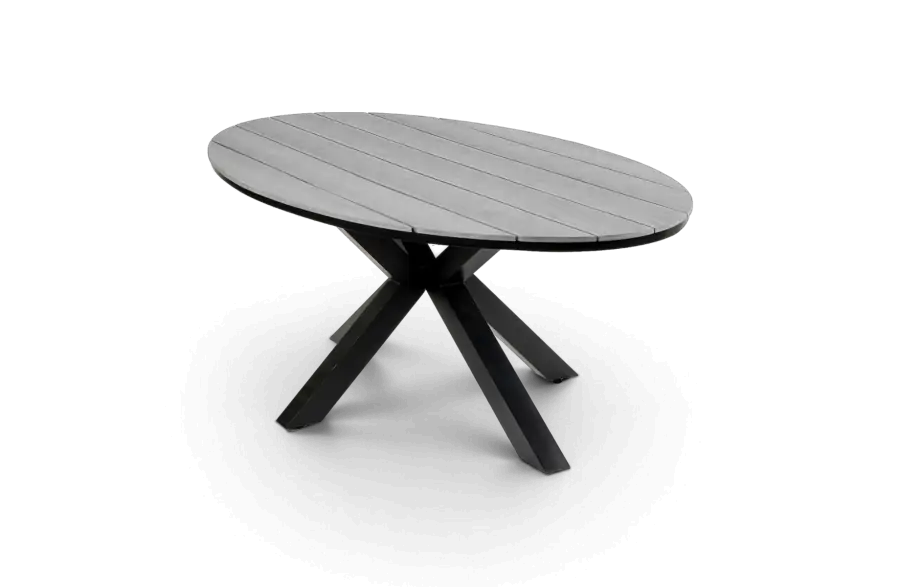 Ovale tuintafel cyprus grey black polywood aluminium PNG