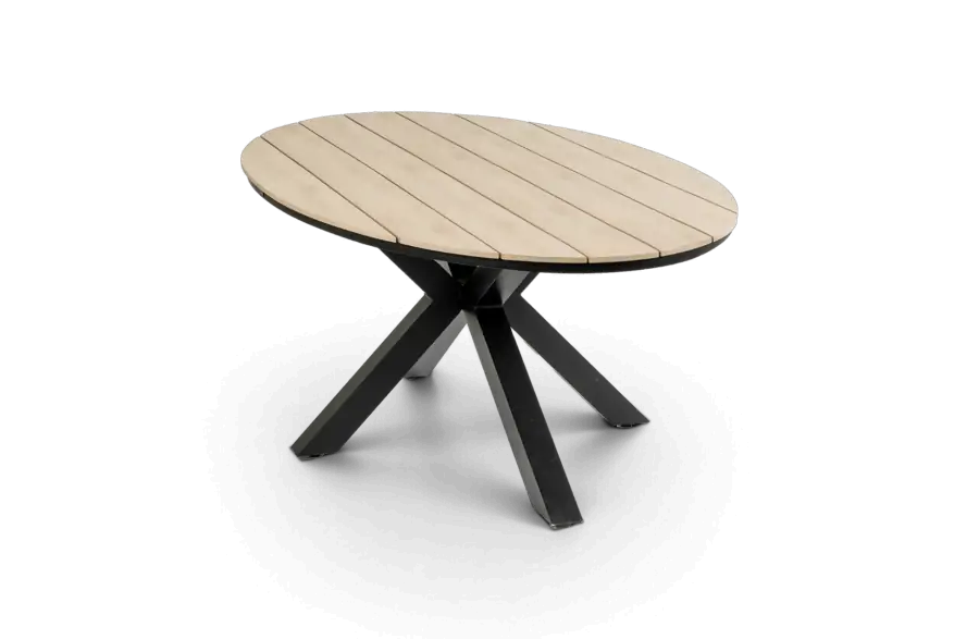 Ovale tuintafel cyprus wood black polywood aluminium PNG