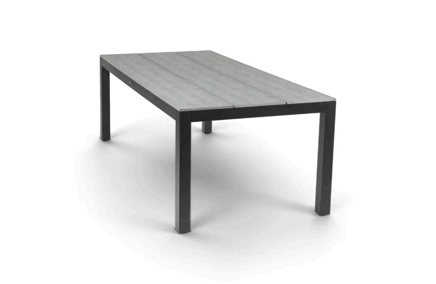 Rechthoekige tuintafel cyrpus grey black polywood aluminium PNG