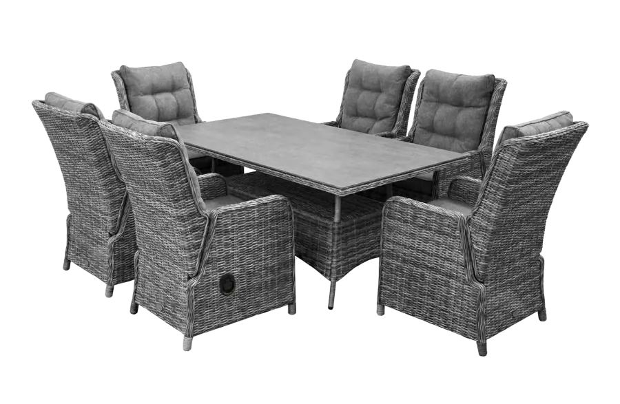 7-teiliges Gartenset | 6 verstellbare  Gartenstühle Dublin | Dublin Gartentisch 180 cm