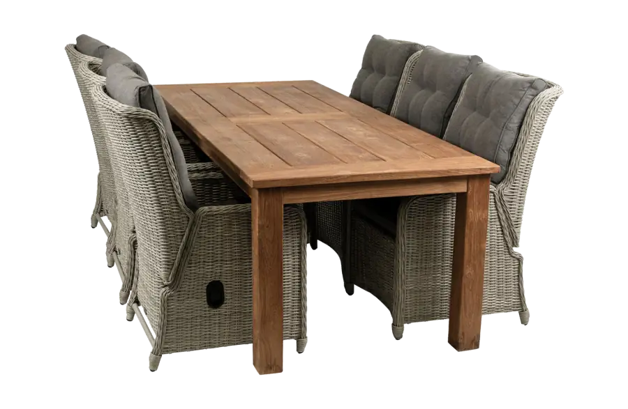 7-teiliges Gartenset | 6 verstellbare Stühle Dublin | Jakarta Gartentisch 240 cm