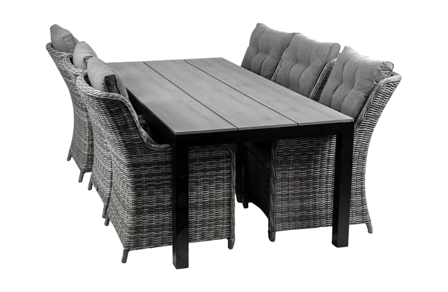 7-teiliges Gartenset | 6 Gartenstühle Dublin | Limasol Gartentisch | 225 cm