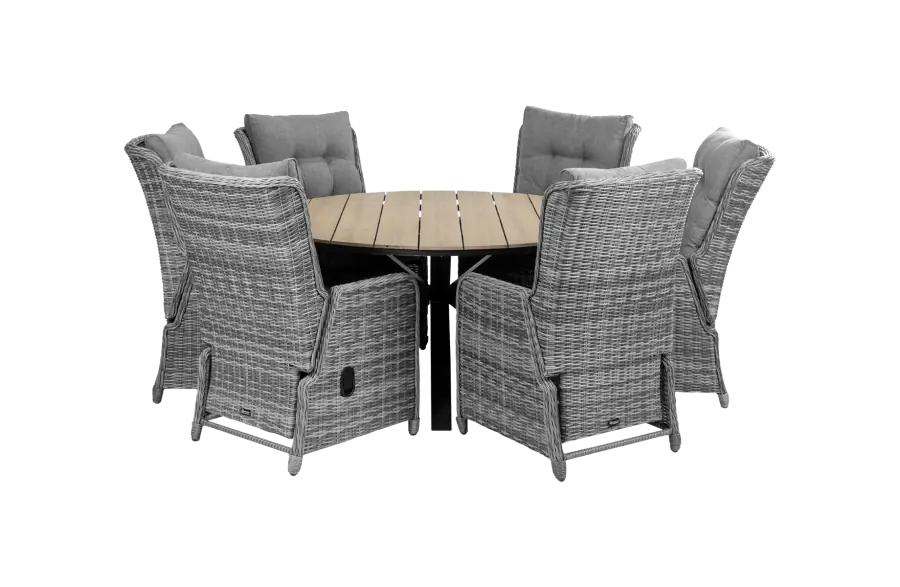 Dublin tuinset-7 delige tuinset-cyprus tuintafel-polywood-wood kleur tuintafel-wicker-aluminium frame