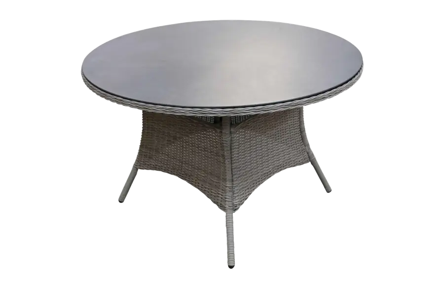 Runder Gartentisch Dublin ø 120 cm | Aschgrau | Rattan &  Keramik