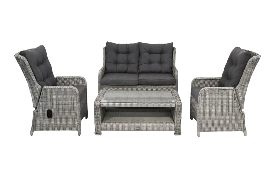 Sessel-Sofa Lounge-Set Dublin | Verstellbar | 2-Sitzer | Mystic Grau | Rattan
