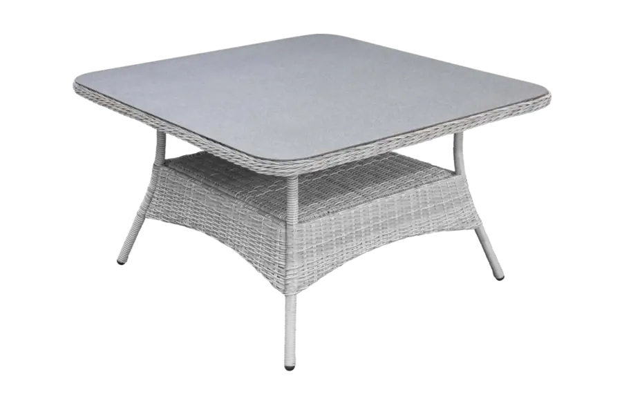 Gartentisch  Dublin 115 x 115 cm | Mystic Grau | Rattan & Keramik