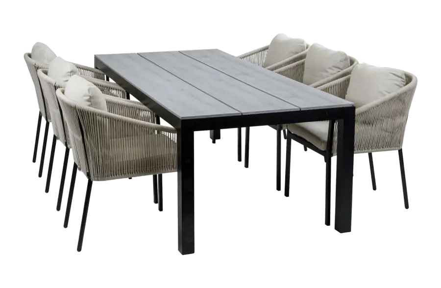 Rechthoekige-tuinset-Elvira-225-black-polywood-tuintafel-4-seizoenen-tuinmeubelen