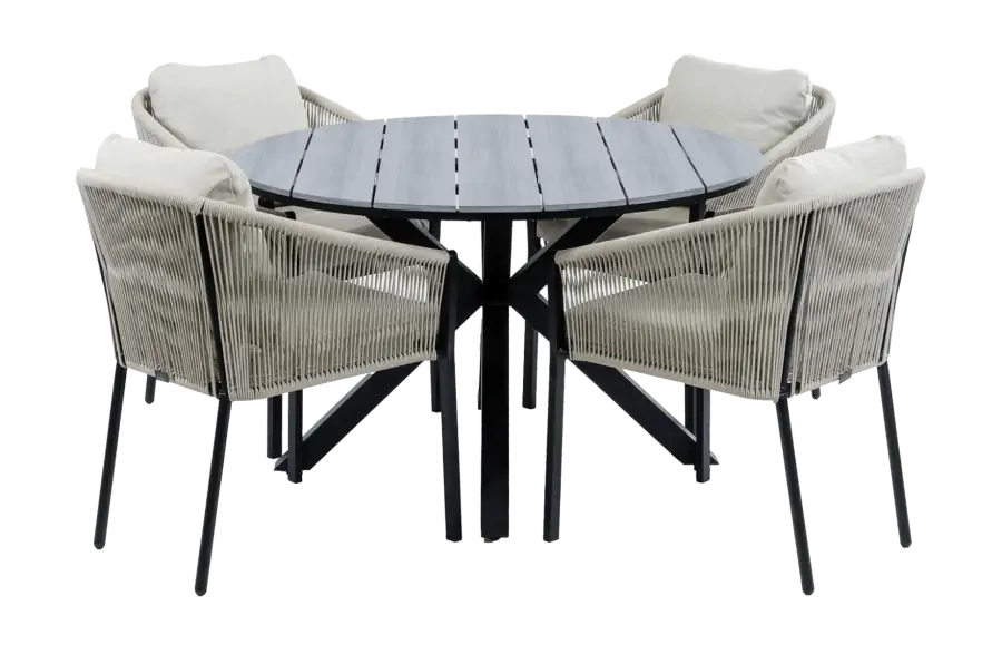 Elvira-black-cyprus-grey-rond-120-4-seizoenen-tuinmeubelen