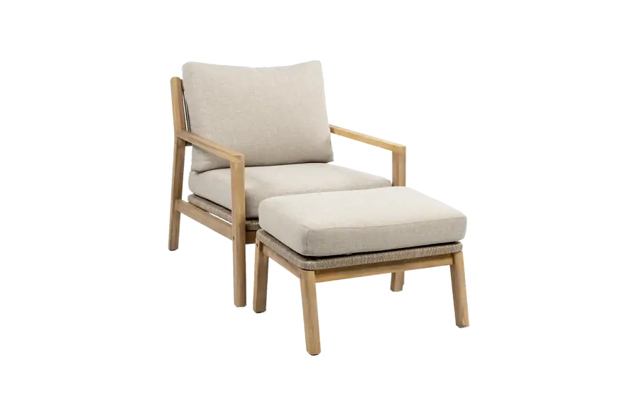 Loungesessel mit Hocker | Felline | Akazienholz