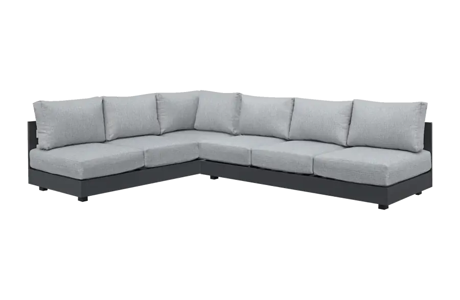 Ecklounge-Sofa Fosega | 2-teilig | Mattschwarz / Steingrau | Aluminium