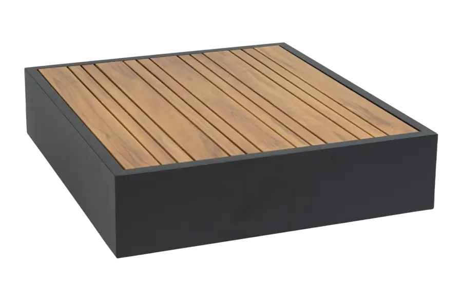 Beistelltisch Fosega | 70 x 77 cm | Mattschwarz / Holz | Aluminium