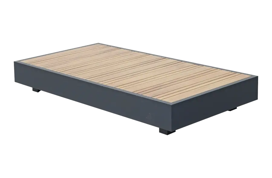 Lounge-Tisch Fosega | 142 x 70 cm | Mattschwarz / Holz | Aluminium