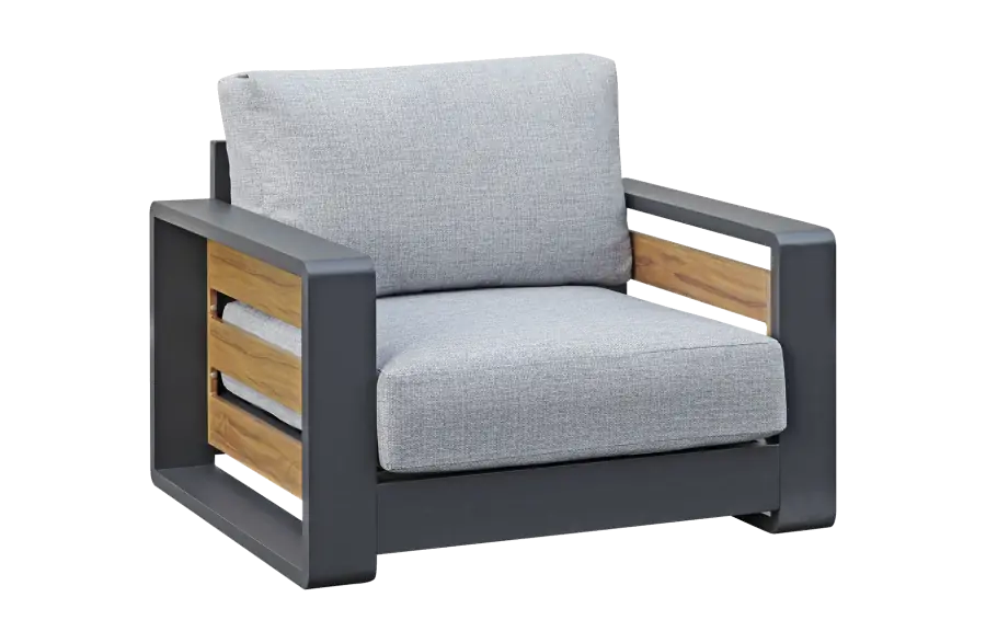 Lounge-Sessel Fosega | Mattschwarz / Steingrau | Aluminium