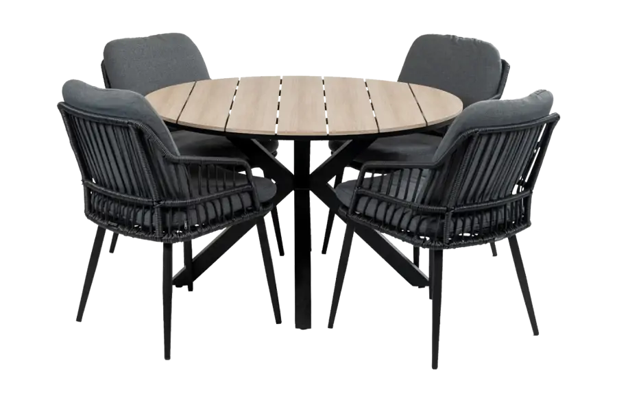 5-delig-cyprus-tuintafel-rond-wood-isabel-black-4-seizoenen-tuinmeubelen