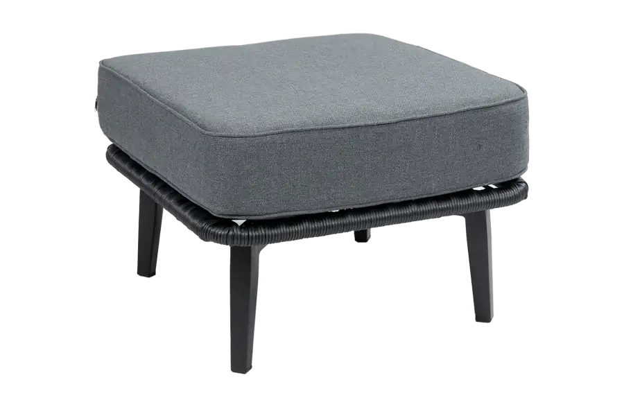 Isabel rope hocker loungeset zwart - 4 Seizoenen Tuinmeubelen