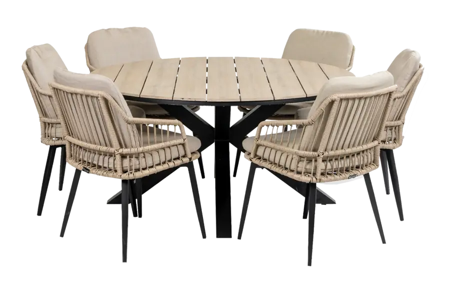 ronde-tuinset-6personen-rope-tuinstoelen-beige-tuintrend-moderne-tuin-polywood-tuintafel-rond