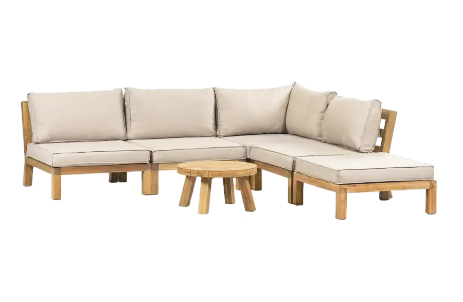 Eck-Lounge-Set Kent | 6-teilig | Sand | Akazienholz