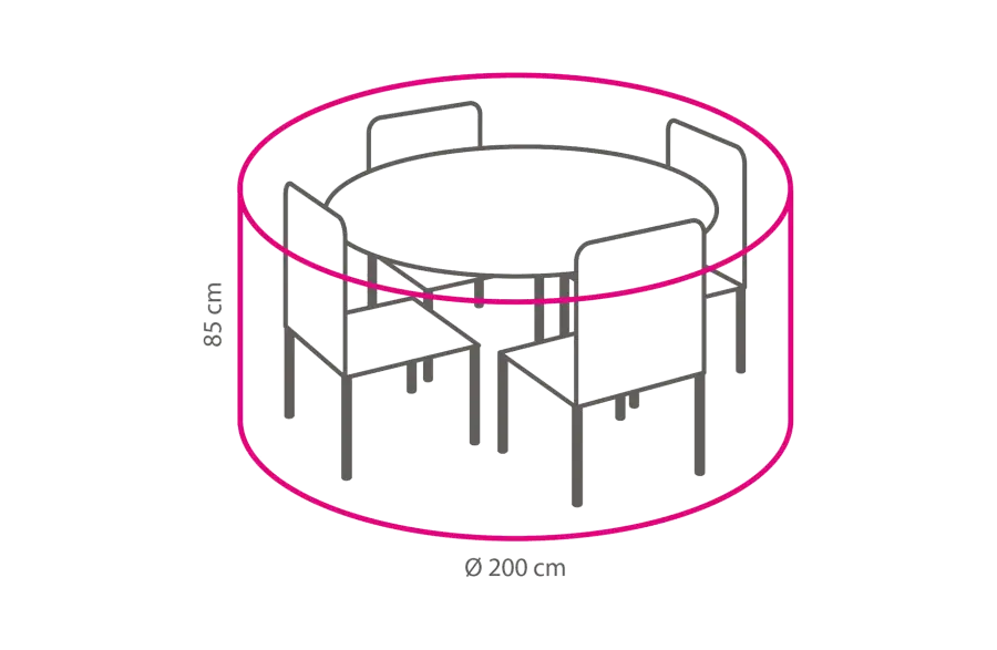 Runde Schutzhülle für Gartenmöbel ⌀ 200 cm, Höhe 85 cm