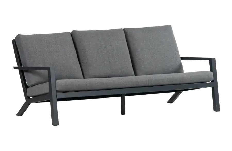 3-Sitzer Lounge-Sofa | Bezano Mattschwarz / Grau | Aluminium