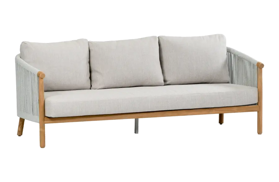 Loungesofa Es Vedra | 3-Sitzer | Teakholz | Creme