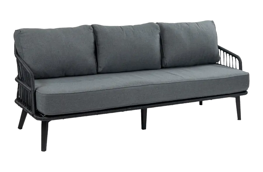 3-Sitzer Lounge-Sofa | Isabel | Schwarz | Rope