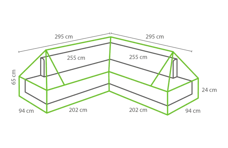 Lounge-Set Schutzhülle Plateau 295 cm/ 255 x 295 cm/ 255 x 93 x 65 cm