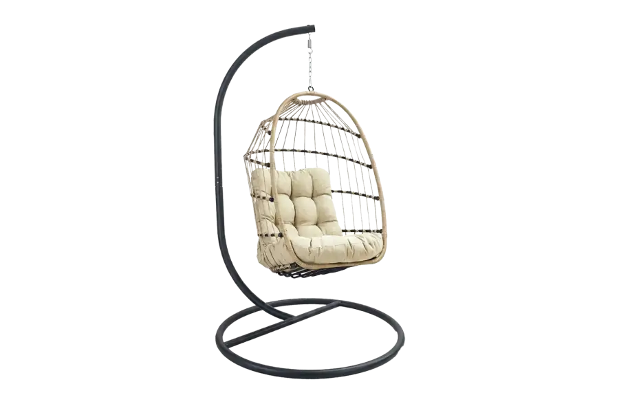 Hängesessel Malta | Sand & Schwarz | Aluminium und Rope