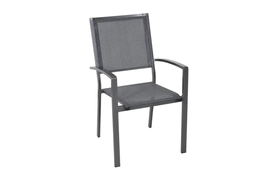 Stapelbarer Gartenstuhl Mojito Negro | Grau | Aluminium & Textilene | Lesli Living