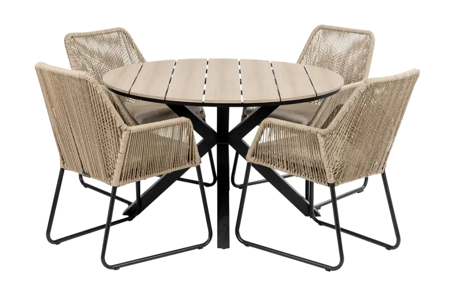 Mona ronde tuinset-7 delige tuinset-Mona tuinstoel Sand-rope tuinstoel-cyprus tuintafel-aluminium frame