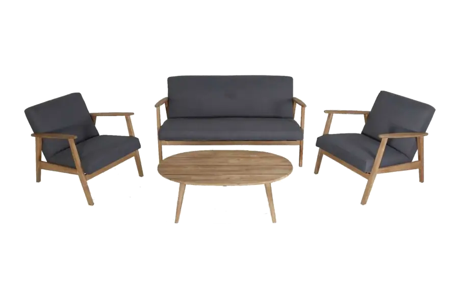 Narvik Lounge-Set | 4-teilig | Grau | Akazienholz