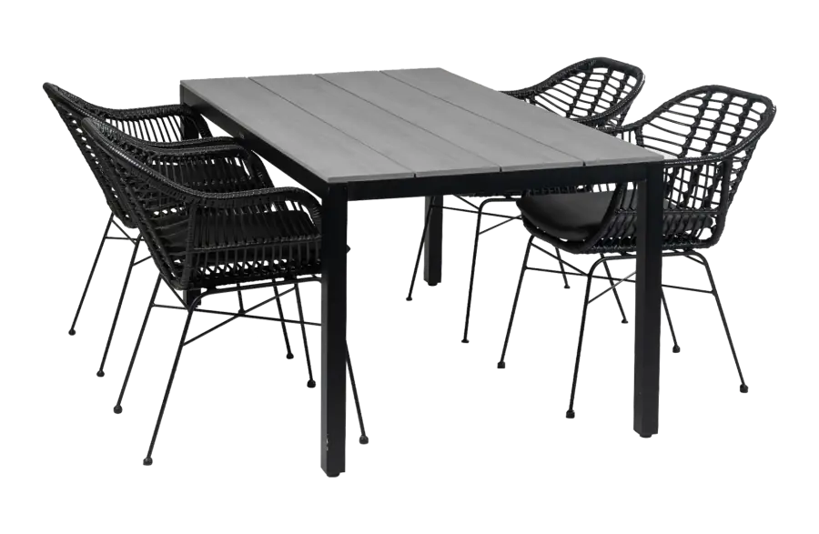 5-delige tuinset | 4 Oslo dining tuinstoelen | 160cm Cyprus tuintafel