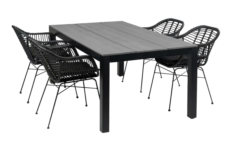5-delige tuinset | 4 Oslo dining tuinstoelen | 180cm Cyprus tuintafel