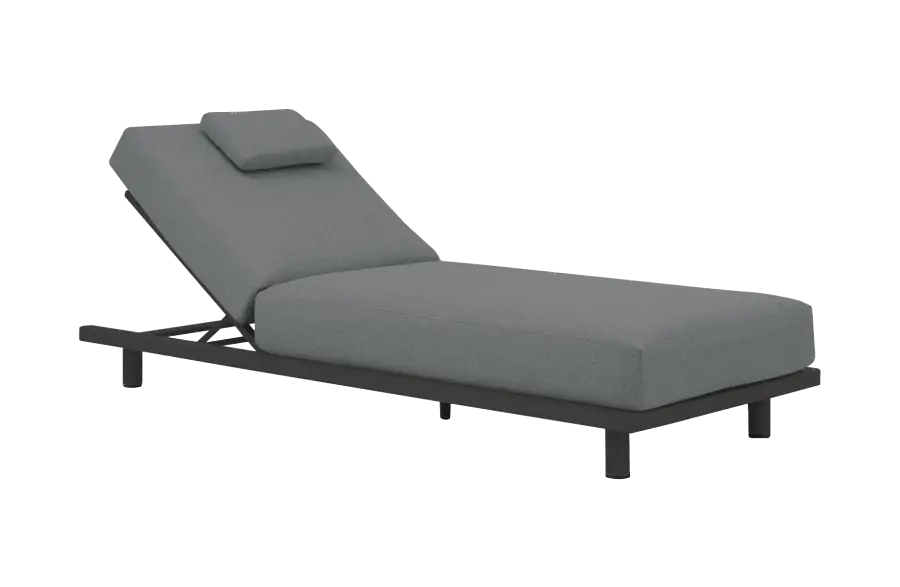 Sonnenliege Ostuni | Crepe Grey & Black | Aluminium und Textilene